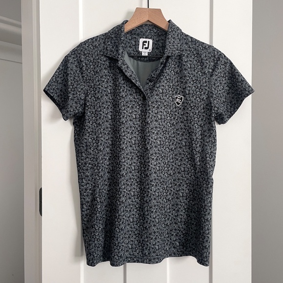 FootJoy Women's Polo Grey Black Print Embroidered Logo HCC Size Small - Picture 1 of 7